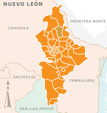 Ubicaci�n geogr�fica de Vallecillo, N.L.